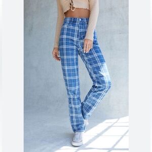 Blue Plaid Women's Jeans